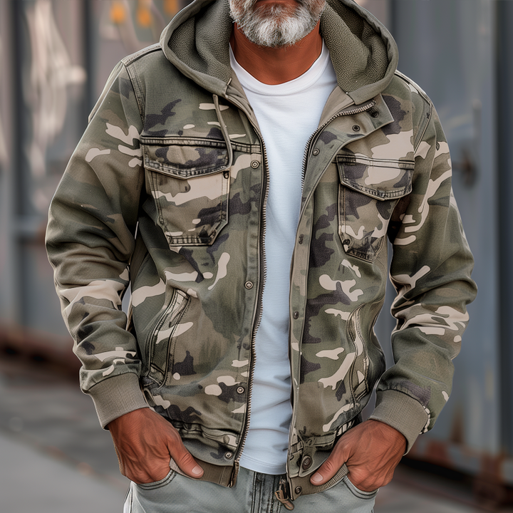 Emiliano | Tarnfarbene Cargo-Jacke mit Kapuze