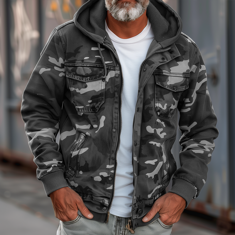 Emiliano | Tarnfarbene Cargo-Jacke mit Kapuze