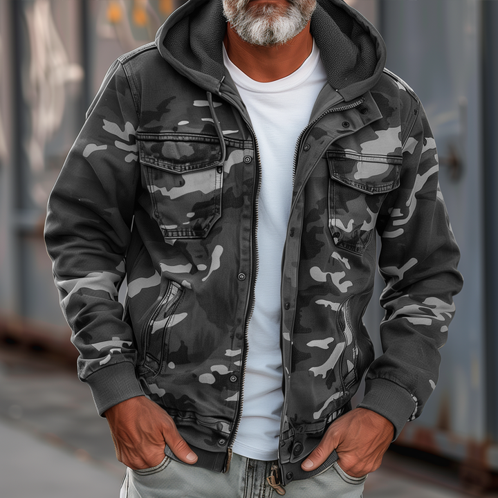 Emiliano | Tarnfarbene Cargo-Jacke mit Kapuze