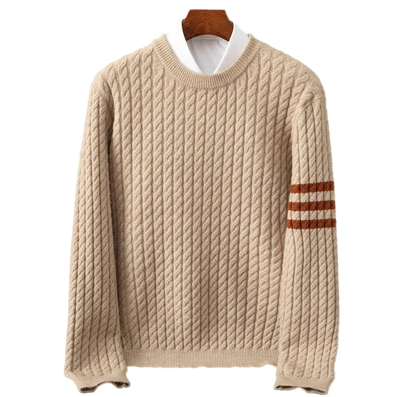 Herren Zopfstrick Pullover in Wollmischung