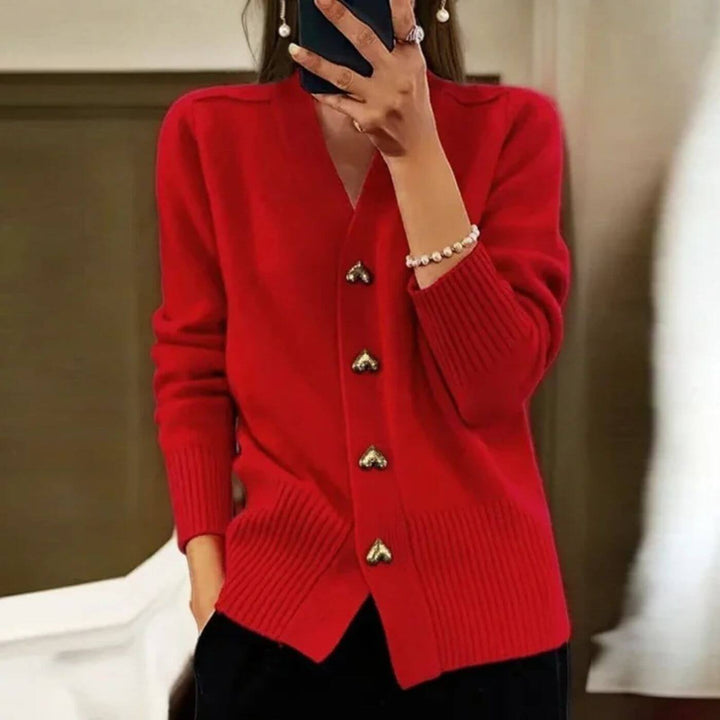 Adele™ - Herzknopf Elegante Strickjacke