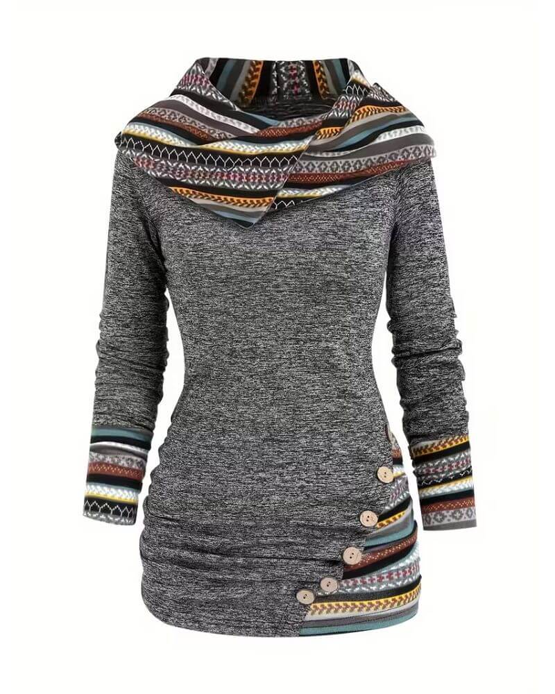 Alma™ – Retro Kapuzen Langarm Top