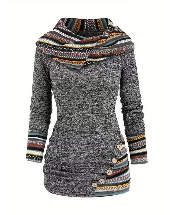 Alma™ – Retro Kapuzen Langarm Top