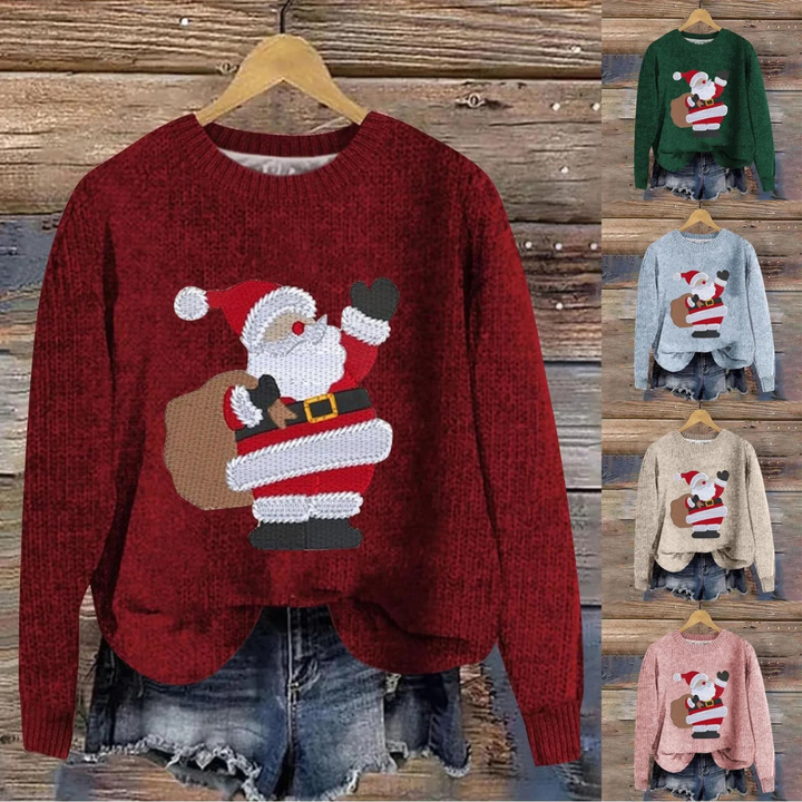 Angelika | Weihnachtspullover mit Weihnachtsmann Motiv