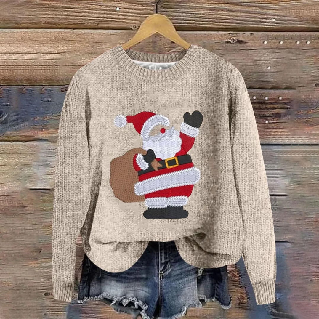 Angelika | Weihnachtspullover mit Weihnachtsmann Motiv