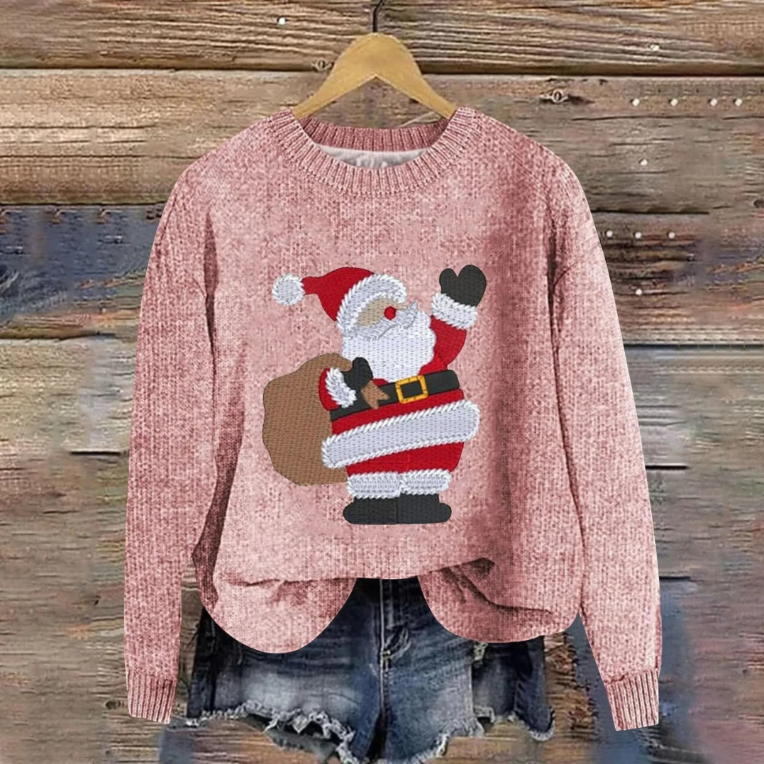 Angelika | Weihnachtspullover mit Weihnachtsmann Motiv