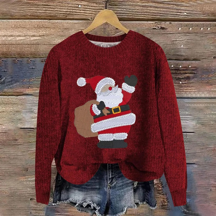 Angelika | Weihnachtspullover mit Weihnachtsmann Motiv