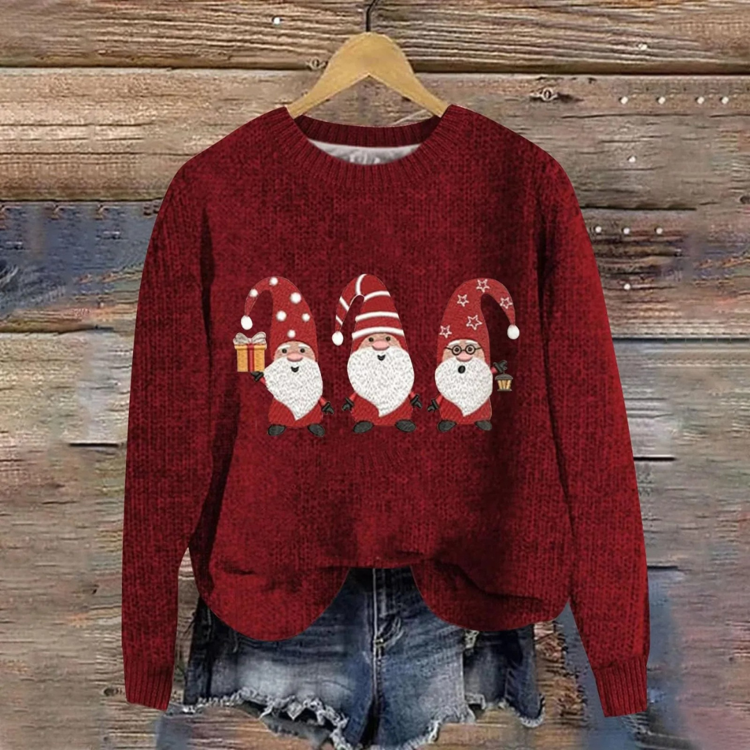 Angelika | Weihnachtspullover mit Weihnachtsmann Motiv