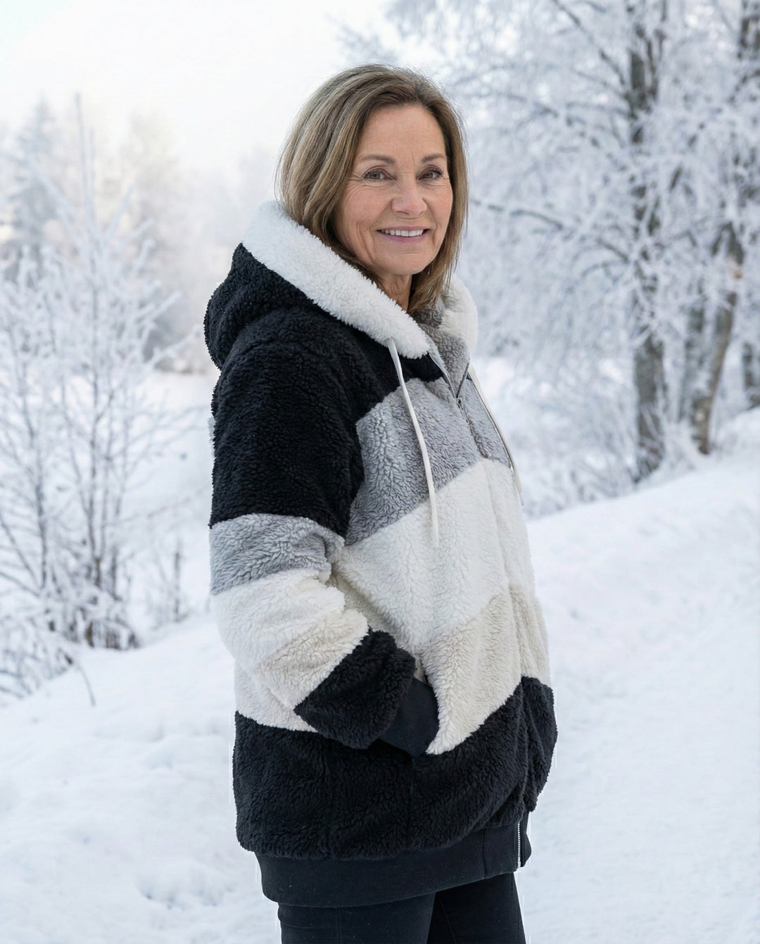 Barbara™ – Colorblock Plüschjacke
