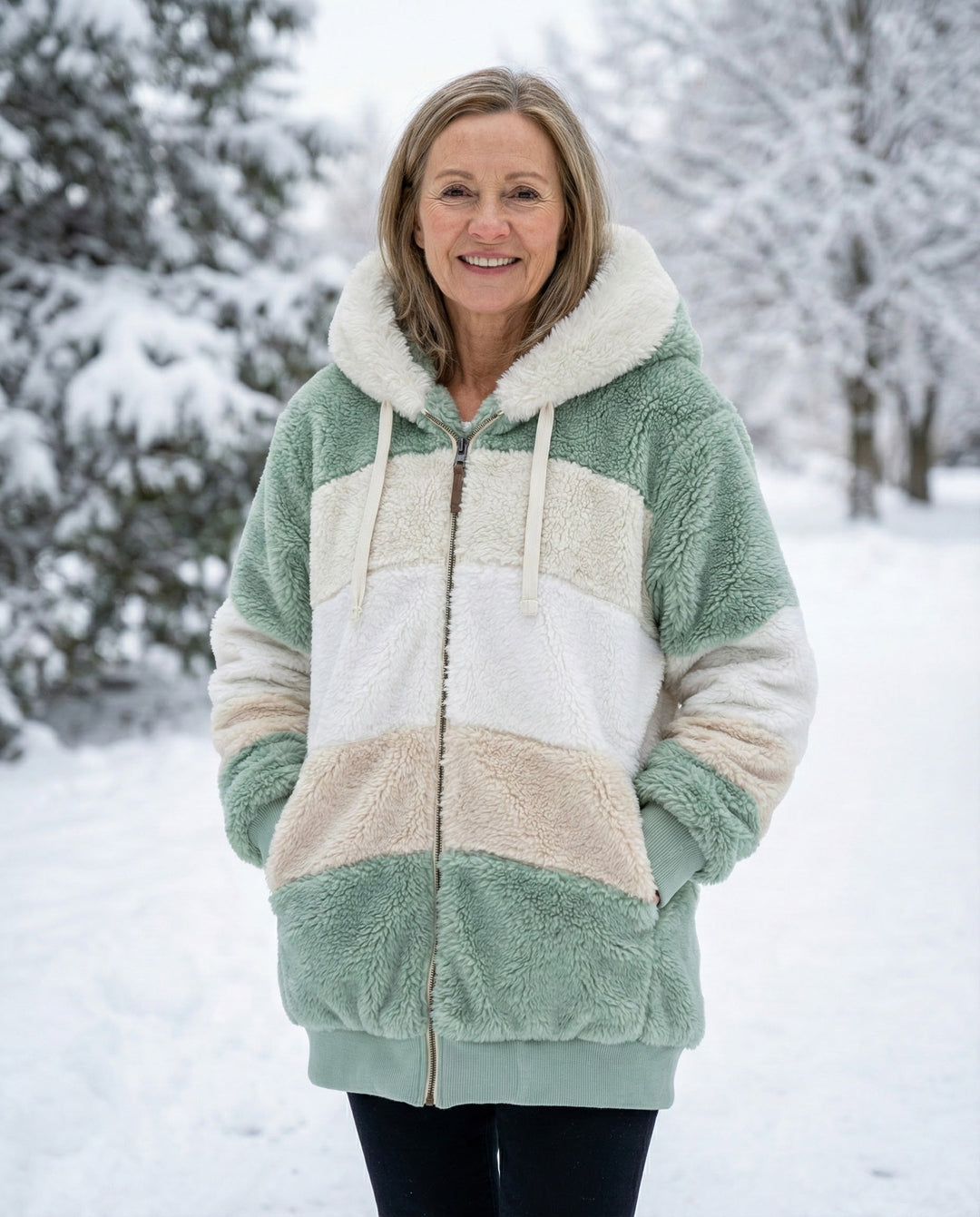 Barbara™ – Colorblock Plüschjacke