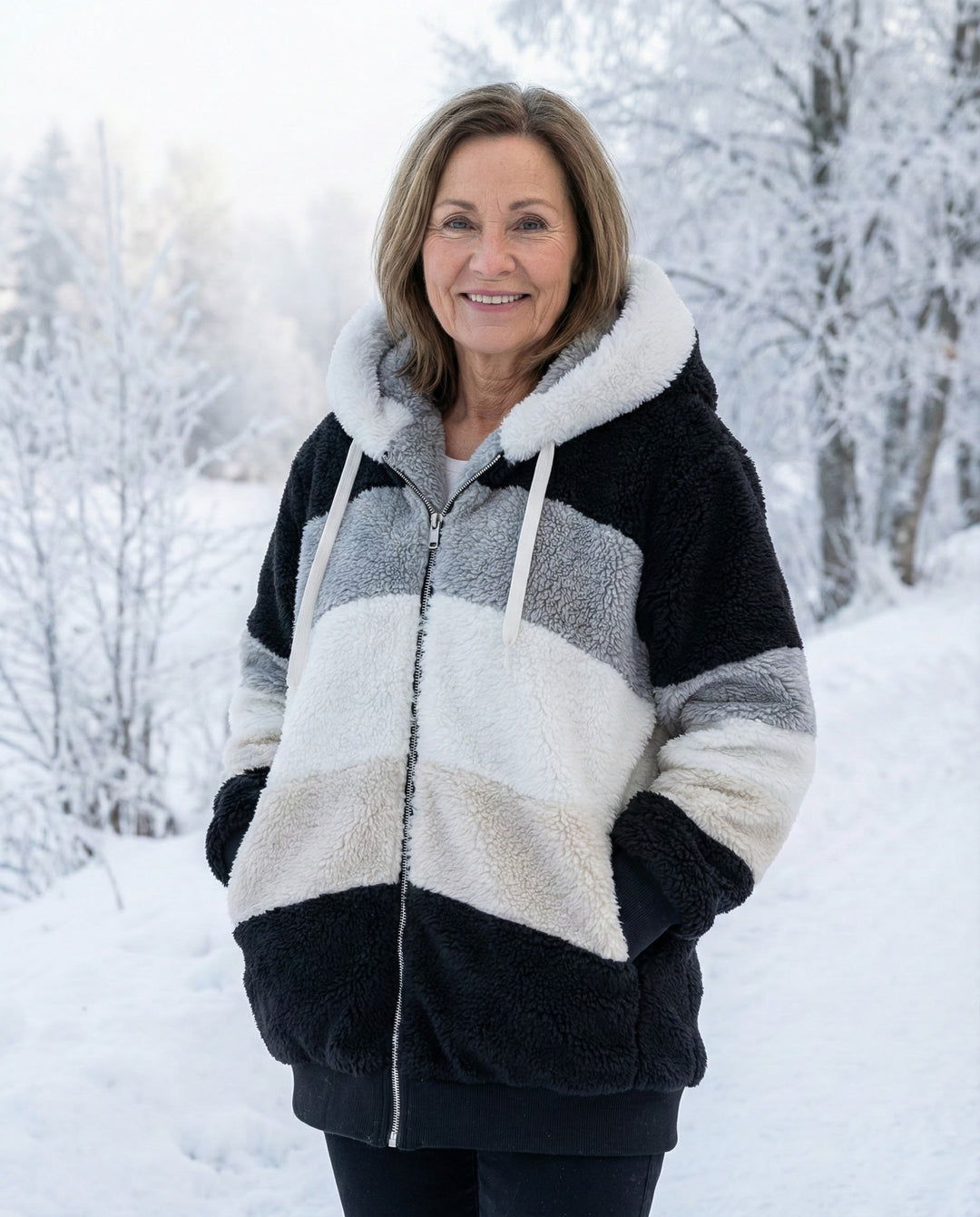 Barbara™ – Colorblock Plüschjacke