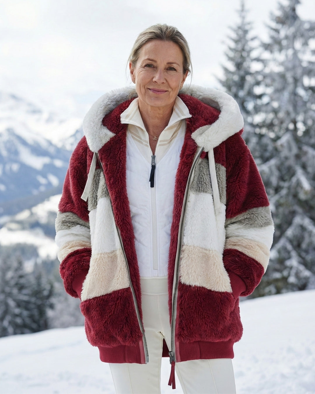 Barbara™ – Colorblock Plüschjacke