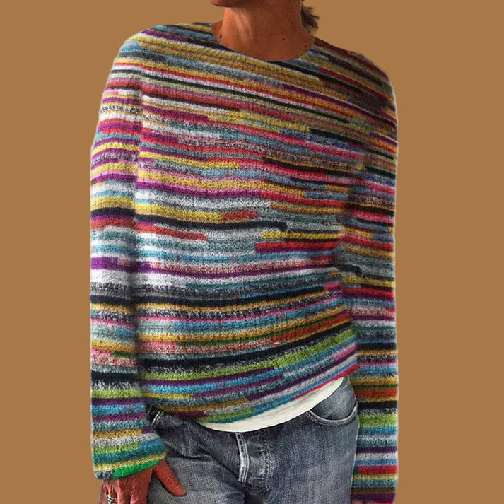 Christina | Bunter Grobstrick pullover aus Baumwolle