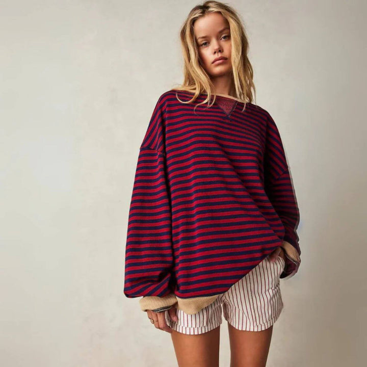 Christina™ - Übergroßer Gestreifter Komfortpullover