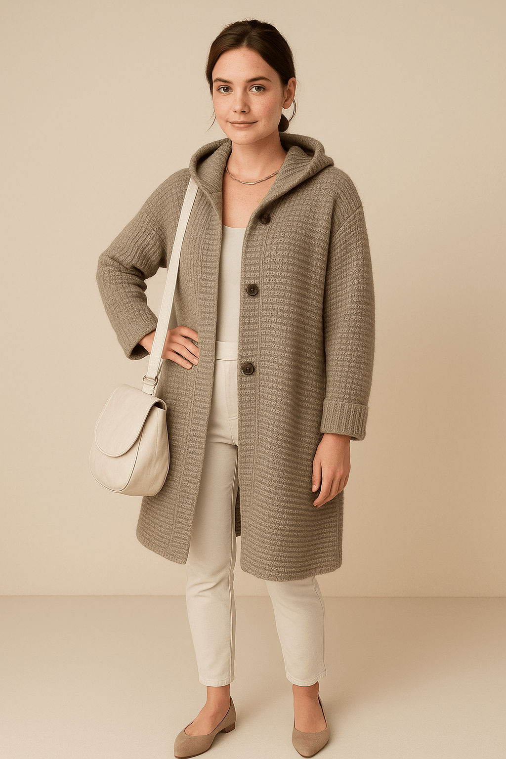 Christina | Lässige lange Strickjacke mit Knopfverschluss