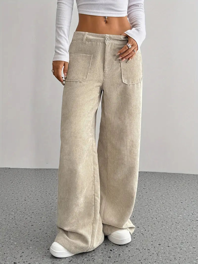 Luisa | Trendige Hoch Taillierte Cordhose