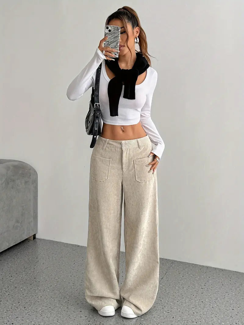 Luisa | Trendige Hoch Taillierte Cordhose