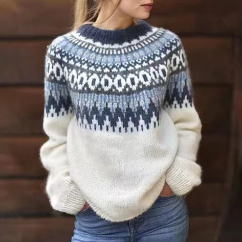 Daria | Hochwertiger Wollpullover mit nordischem Muster