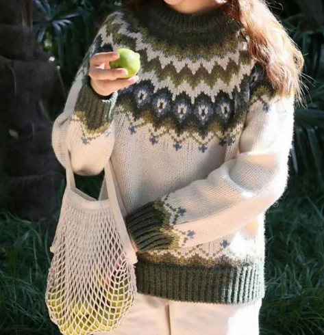 Daria | Hochwertiger Wollpullover mit nordischem Muster