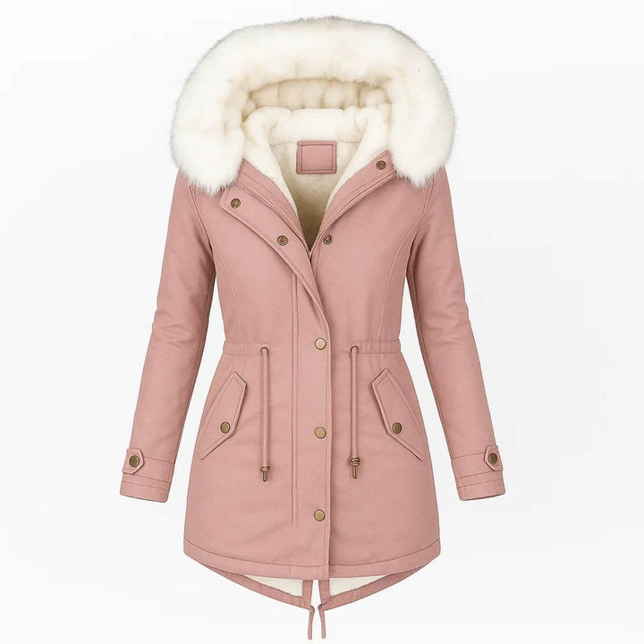 Eiselle™ – Eleganter Wintermantel mit Kunstfellkapuze