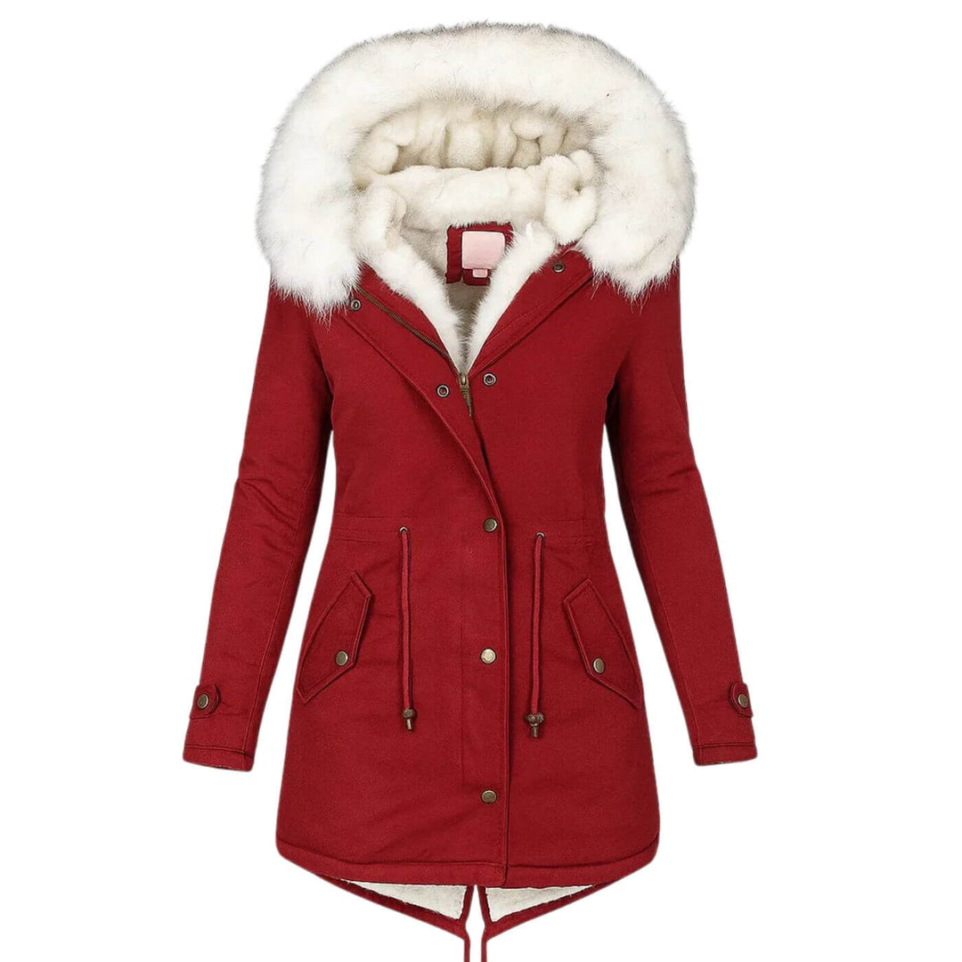 Eiselle™ – Eleganter Wintermantel mit Kunstfellkapuze