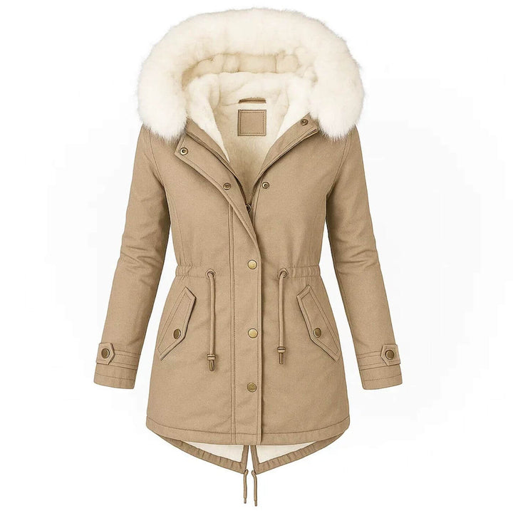 Eiselle™ – Eleganter Wintermantel mit Kunstfellkapuze
