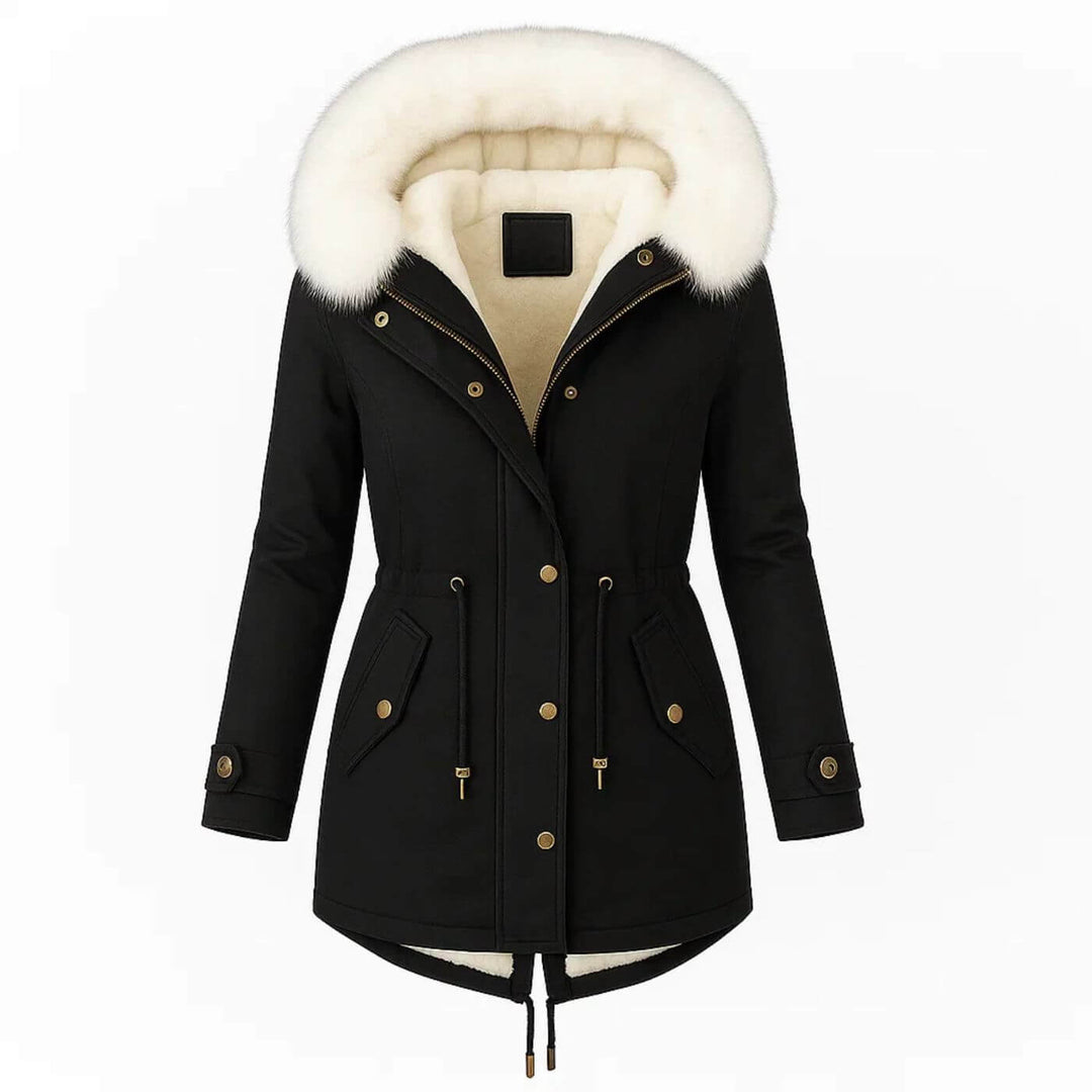 Eiselle™ – Eleganter Wintermantel mit Kunstfellkapuze