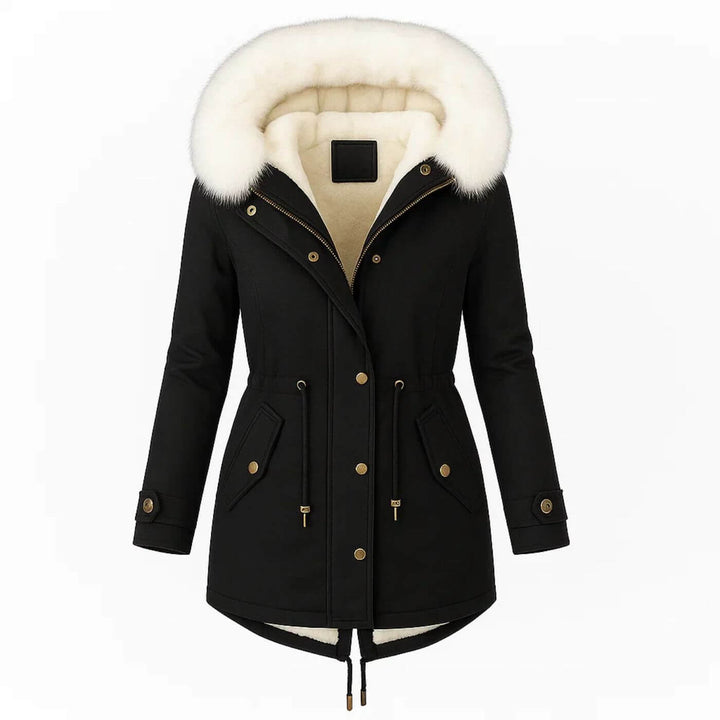 Eiselle™ – Eleganter Wintermantel mit Kunstfellkapuze