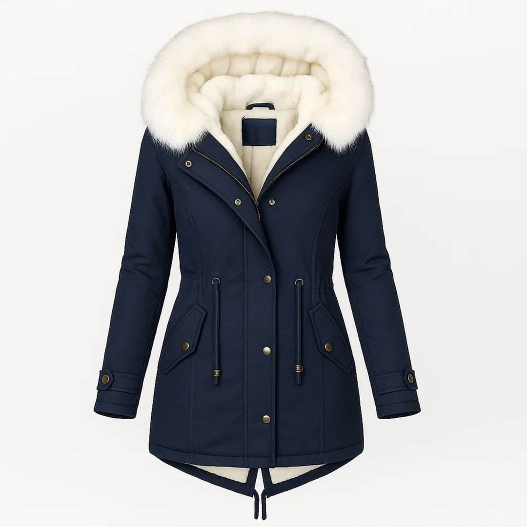 Eiselle™ – Eleganter Wintermantel mit Kunstfellkapuze