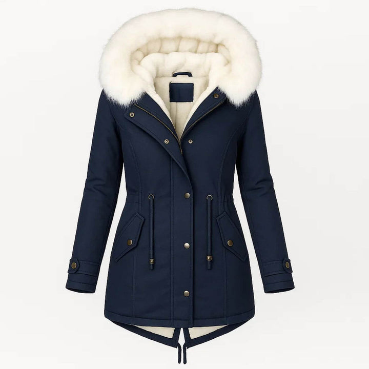Eiselle™ – Eleganter Wintermantel mit Kunstfellkapuze