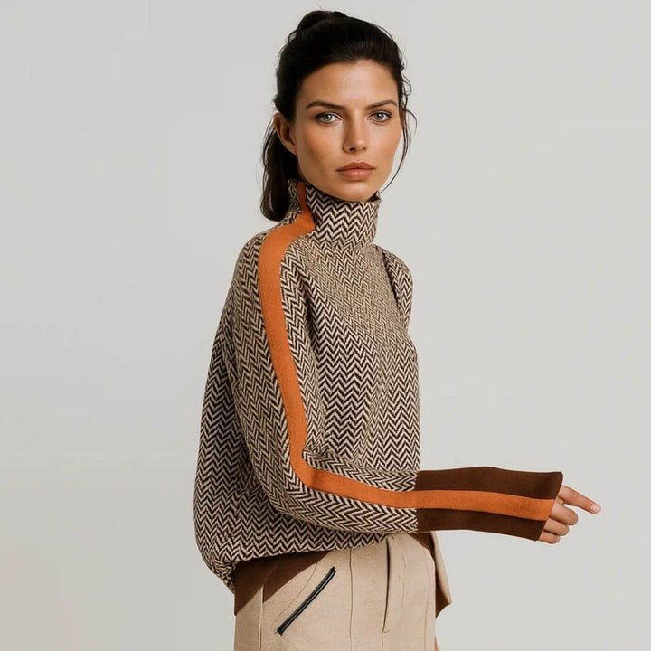 Frieda™ - Rollkragenpullover mit Fischgrätenmuster