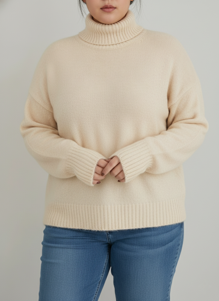 Damen Kaschmir-Look Strick Rollkragenpullover | Große Größen