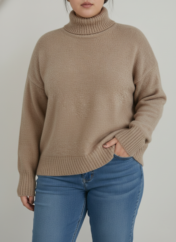 Damen Kaschmir-Look Strick Rollkragenpullover | Große Größen