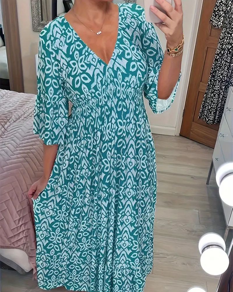 Gertrude™ – Lockeres Boho-Sommerkleid mit V-Ausschnitt