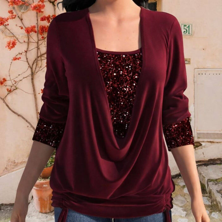 Gisela™– Elegantes Pailletten-Top mit Drapierung