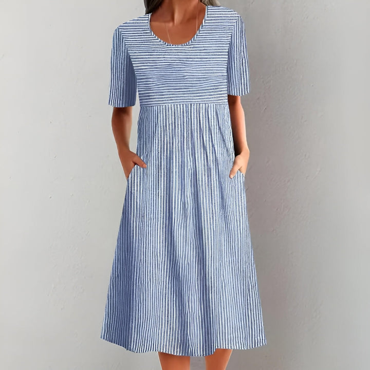 Helena™ - Elegantes Gestreiftes Midikleid