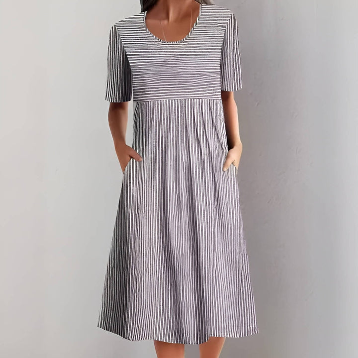 Helena™ - Elegantes Gestreiftes Midikleid