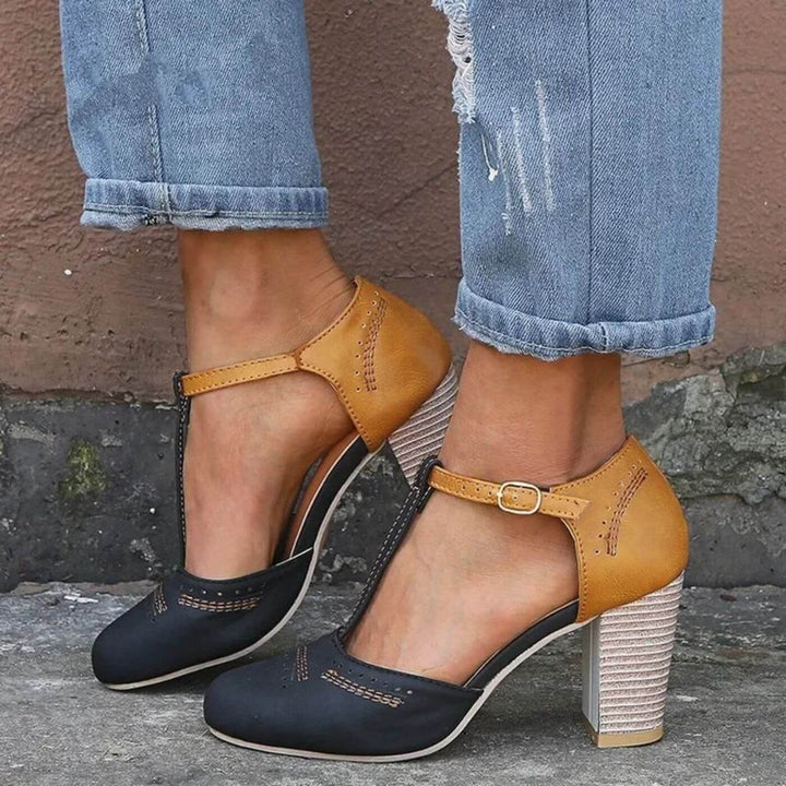 Iris™ – Elegante Orthopädische Sandalen mit Blockabsatz