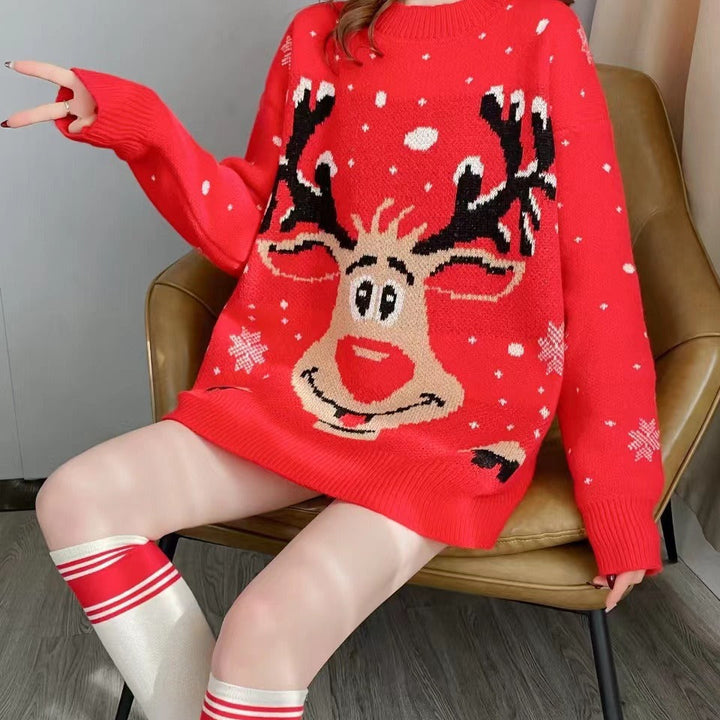 Jana | Klassischer Weihnachtspullover mit Rentiermotiv