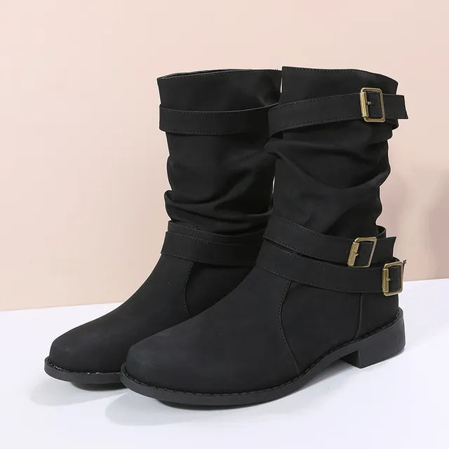Andrea | Klassische Schwarze Stiefel in Mittlerer Wadenhöhe