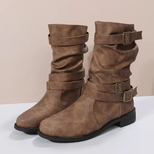Andrea | Klassische Schwarze Stiefel in Mittlerer Wadenhöhe