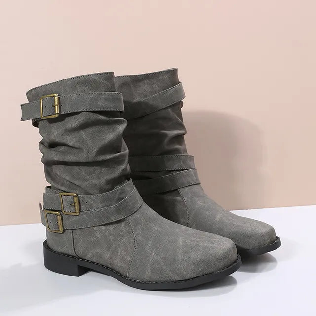 Andrea | Klassische Schwarze Stiefel in Mittlerer Wadenhöhe