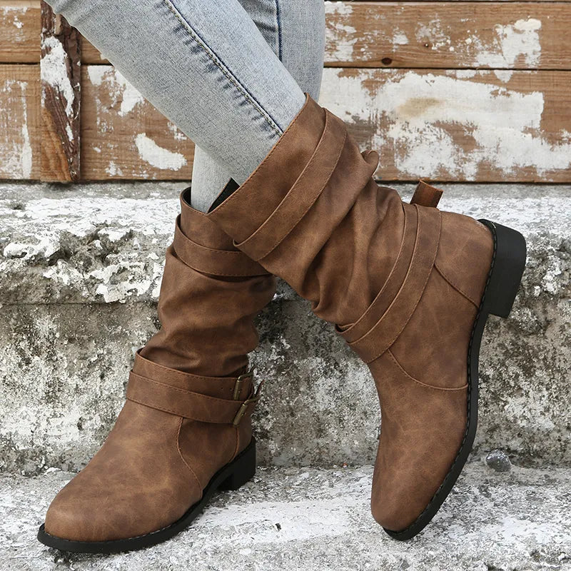 Andrea | Klassische Schwarze Stiefel in Mittlerer Wadenhöhe