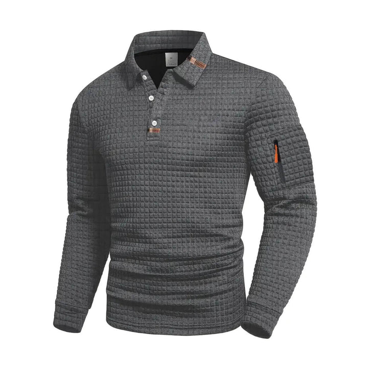 Konrad™ – Texturierte Langarm-Poloshirt