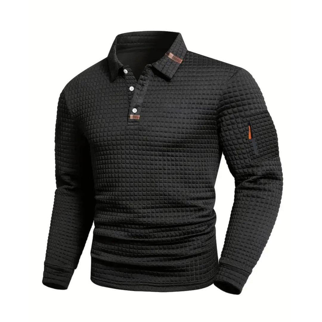Konrad™ – Texturierte Langarm-Poloshirt
