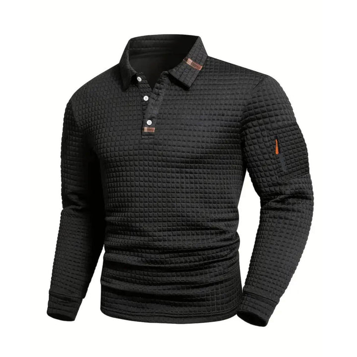 Konrad™ – Texturierte Langarm-Poloshirt