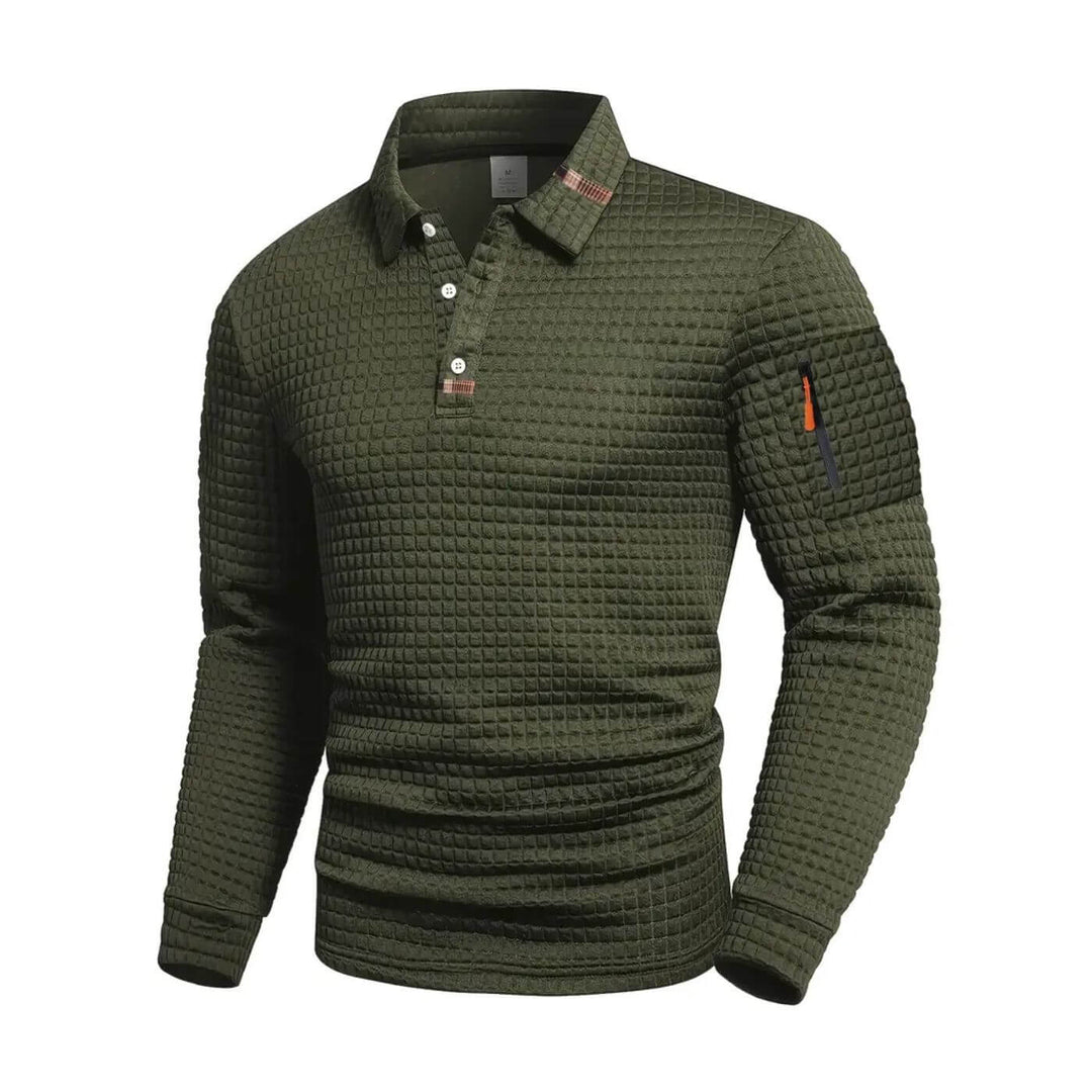 Konrad™ – Texturierte Langarm-Poloshirt