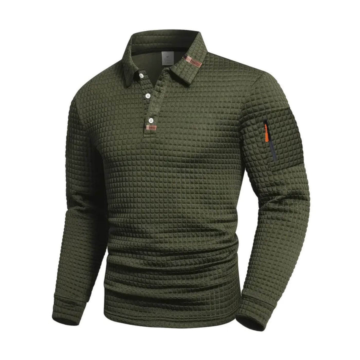 Konrad™ – Texturierte Langarm-Poloshirt