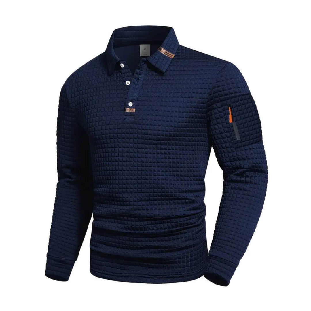 Konrad™ – Texturierte Langarm-Poloshirt