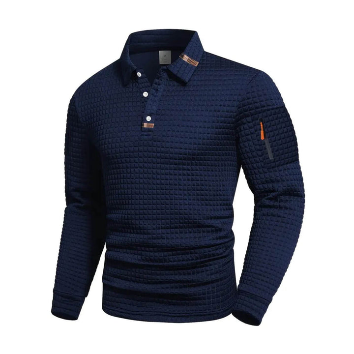 Konrad™ – Texturierte Langarm-Poloshirt